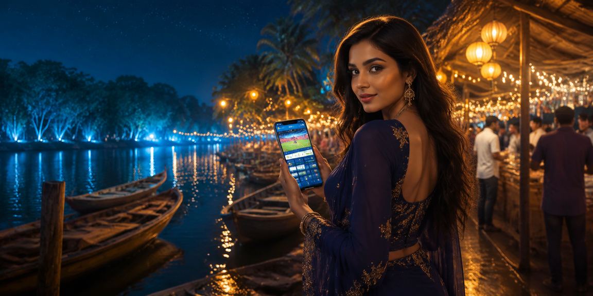 সুন্দরবনের রাতের বাজারে স্পোর্টস বেটিং আলোকচিত্র